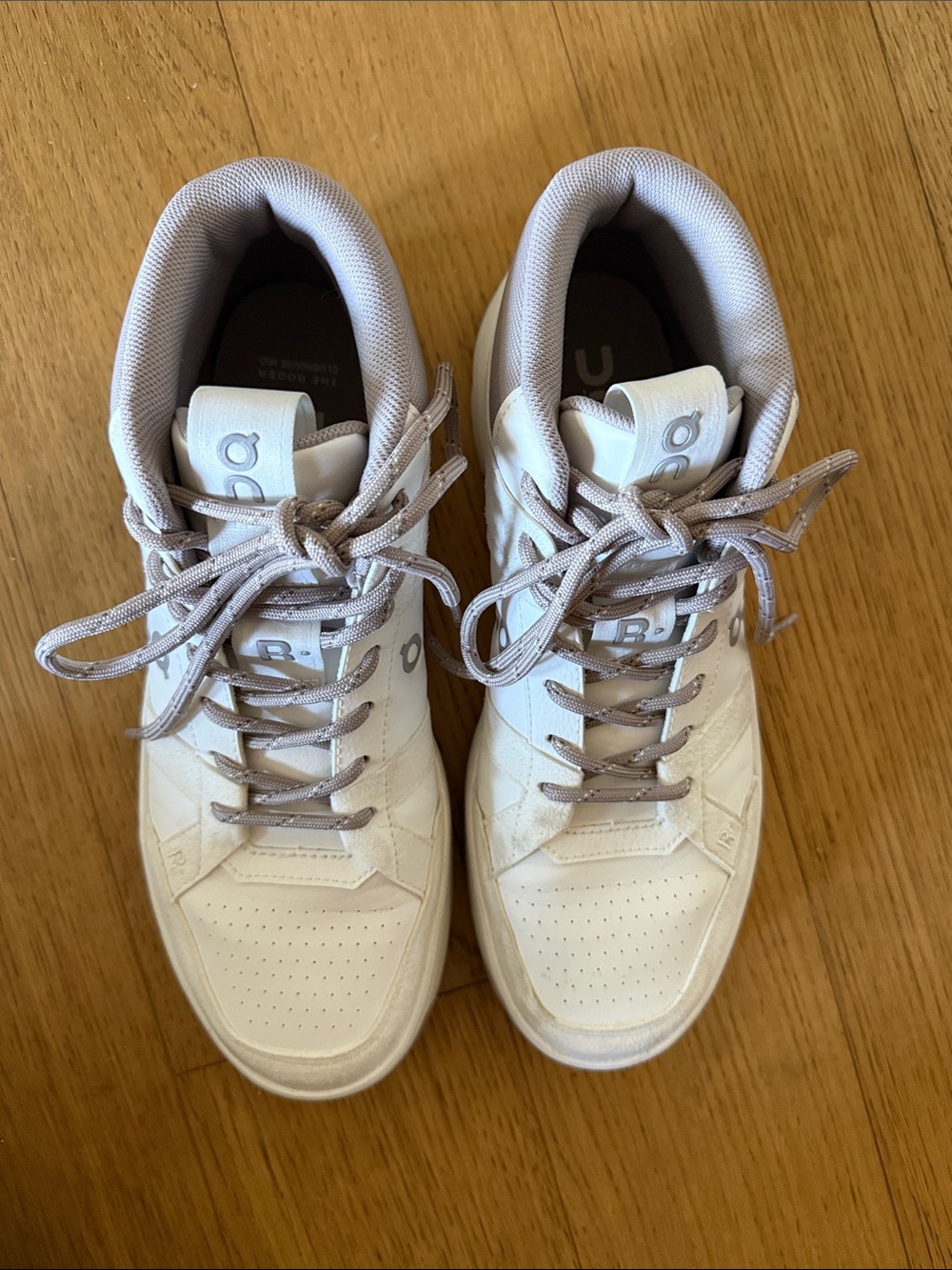 On High-Top Sneakers in Off-White and Taupe - Picture 3 of 5